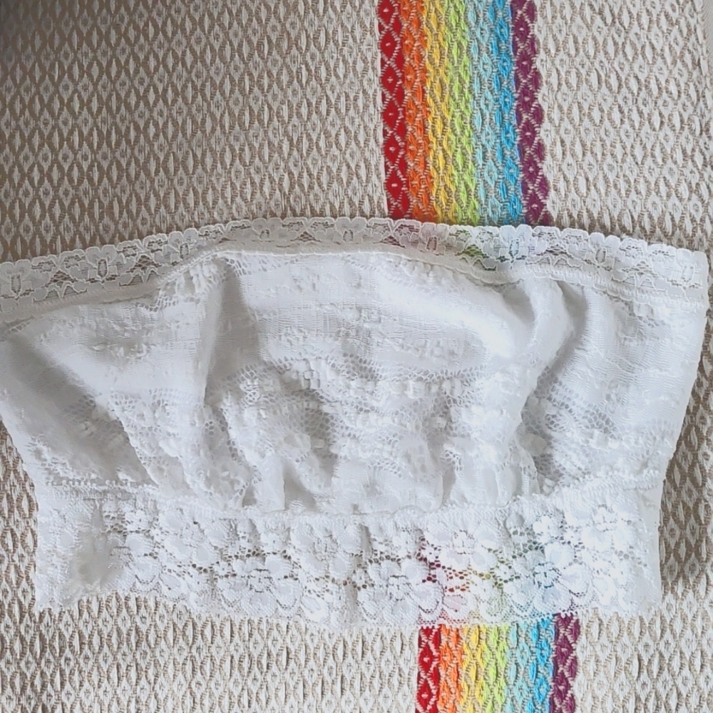 Intimately Free People Stretch Lace Bandeau White size S